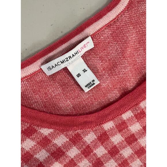 Isaac Mizrahi Live! Gingham Jacquard Sweater Tank CORAL NWOT SIZE XL - Picture 4 of 7